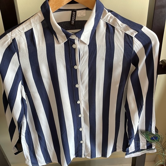H&M Divided striped white and blue shirt. Shirt UK 8 - Picture 5 of 6
